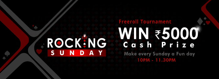 No more Waiting! Join “Rocking Sunday Rummy Tournament” & Win 5000/- Cash Prize!