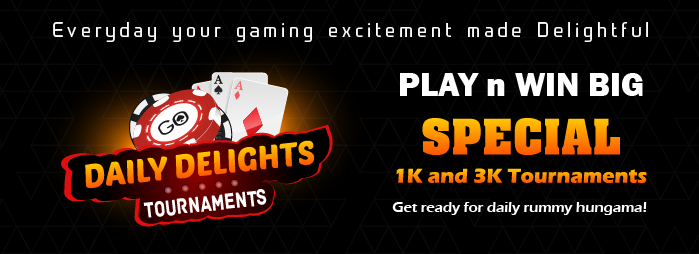 Gorummy Daily Delights 1K and 3K Rummy Tournaments – Join Today, Win Everyday